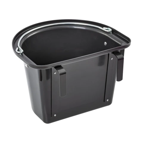 Găleată de hrănire pentru cabaline, cu dispozitiv de fixare și mâner, negru, 12 litri :: Negru