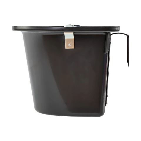 Găleată de hrănire pentru cabaline, cu dispozitiv de fixare și mâner, negru, 12 litri :: Negru