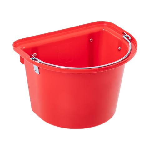 Găleată de hrănire pentru cabaline, cu dispozitiv de fixare și mâner, roșu, 12 litri<br/>75 Lei<br><small>1500</small>