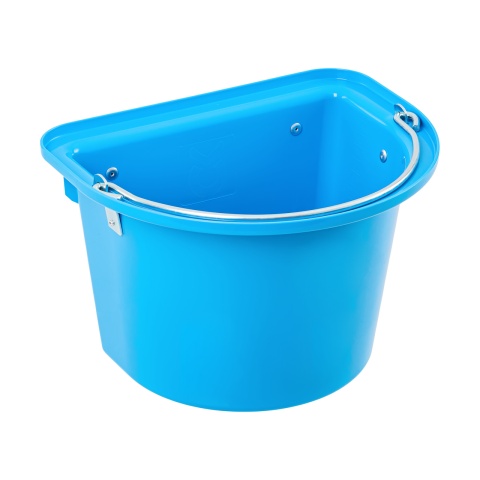 Găleată de hrănire pentru cabaline, cu dispozitiv de fixare și mâner, albastru, 12 litri<br/>75 Lei<br><small>1547</small>