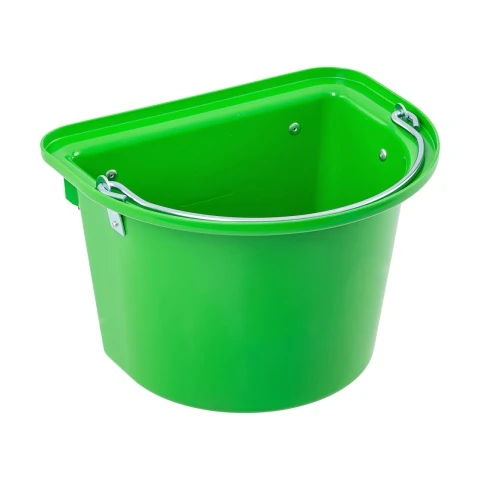 Găleată de hrănire pentru cabaline, cu dispozitiv de fixare și mâner, verde, 12 litri :: Verde