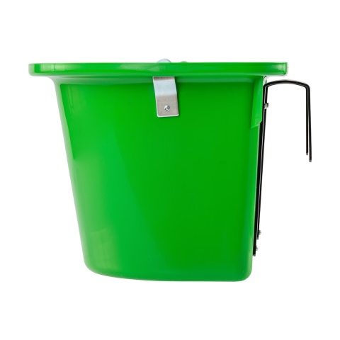 Găleată de hrănire pentru cabaline, cu dispozitiv de fixare și mâner, verde, 12 litri
