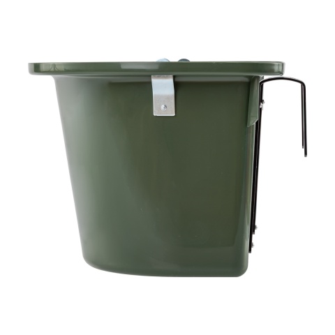 Găleată de hrănire pentru cabaline, cu dispozitiv de fixare și mâner, verde închis, 12 litri
