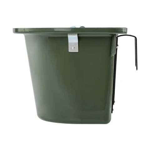 Găleată de hrănire pentru cabaline, cu dispozitiv de fixare și mâner, verde închis, 12 litri :: Verde închis