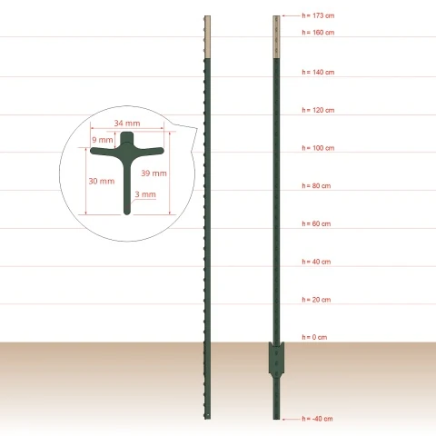 Stâlp metalic T-post, 213 cm