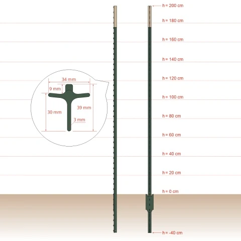 Stâlp metalic T-post, 240 cm