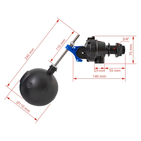Plutitor XtraFlo Top Entry, 3/4"