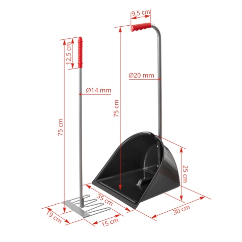 Lopată Mistboy cu greblă, negru, 75 cm