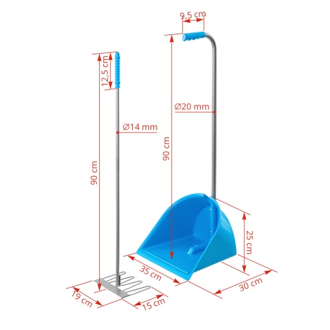 Lopată Mistboy cu greblă, albastru, 90 cm
