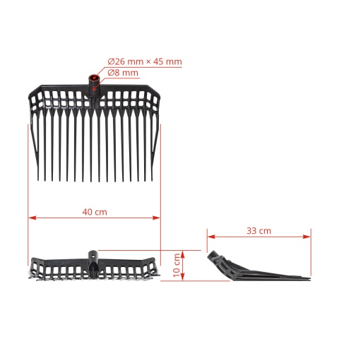 Furcă pentru gunoi de grajd, EcoFork, negru, 40 × 33 cm