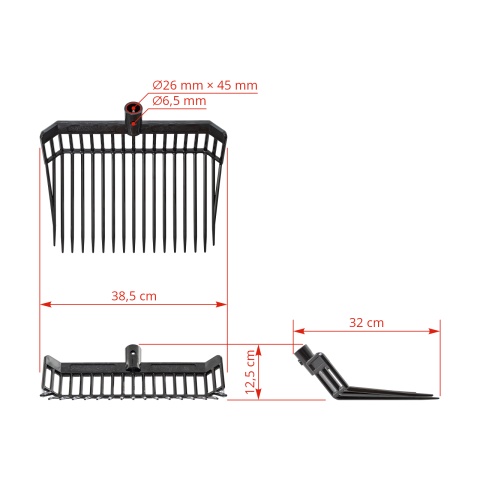Furcă pentru gunoi de grajd, PremiumFork, negru, 38,5 × 32 cm