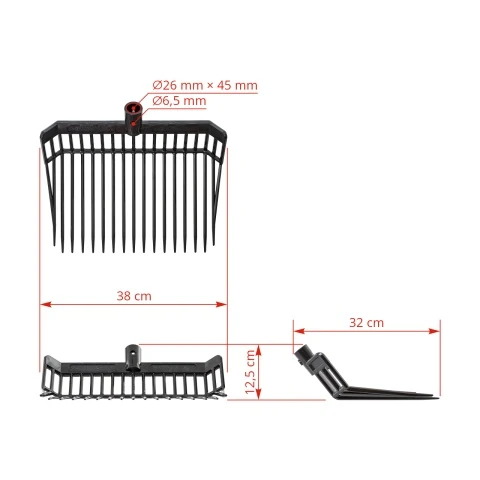 Furcă pentru gunoi de grajd, PremiumFork, negru, 38 × 32 cm