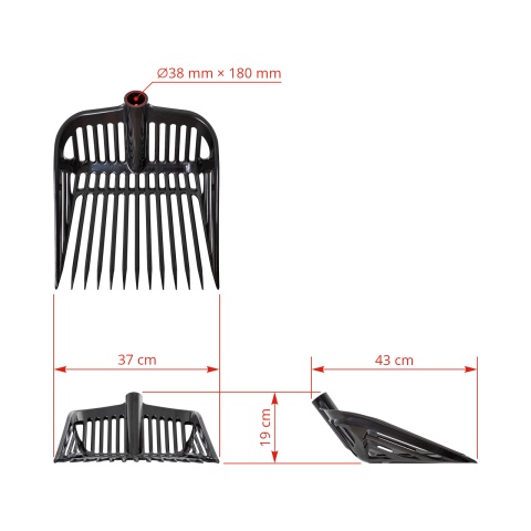 Furcă pentru gunoi de grajd, negru, 37 × 43 cm