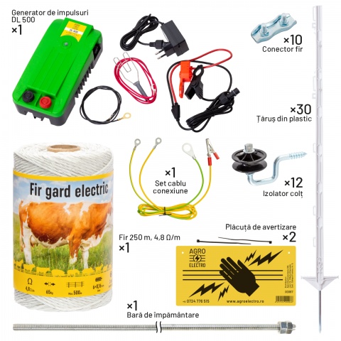 Pachet gard electric pentru câini - cu țăruși din plastic<br/>714 Lei<br><small>kit-canis-b</small>