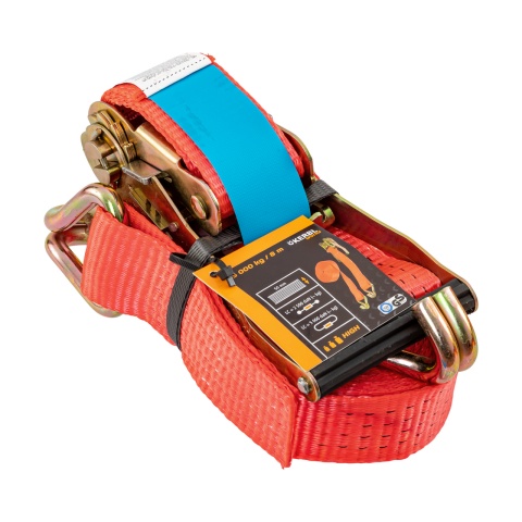 Chingă de ancoraj cu clichet, roșu, 5000 kg, 50 mm × 8 m