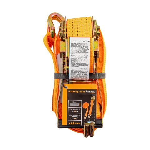 Chingă de ancoraj cu clichet, portocaliu, 4000 kg, 50 mm × 10 m