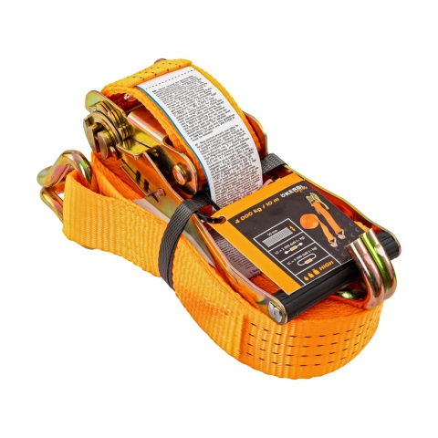 Chingă de ancoraj cu clichet, portocaliu, 4000 kg, 50 mm × 10 m