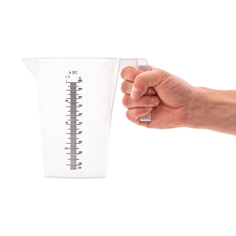 Cană gradată, plastic, 1 litru