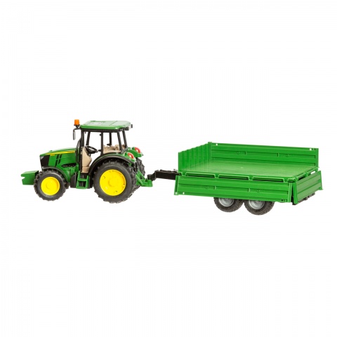 Jucărie tractor John Deere 5115M cu remorcă