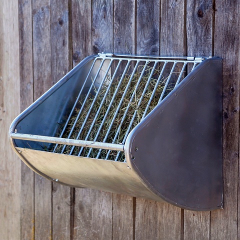 Iesle metalică pentru fân, montabilă pe perete, 60 × 53 cm