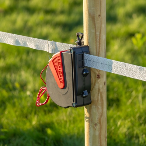 Set poartă cu bandă 40 mm pentru gard electric, Ako Flexigate, 7,5 m