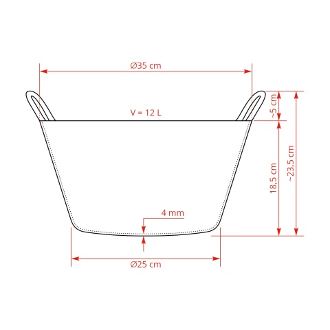 Găleată flexibilă, plastic, Flexbag, roșu, 12 litri
