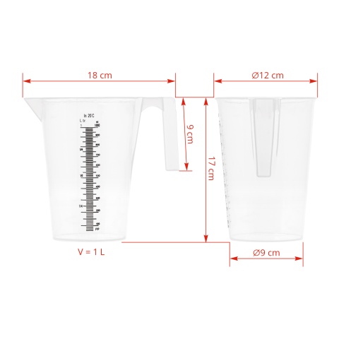 Cană gradată, plastic, 1 litru