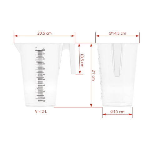 Cană gradată, plastic, 2 litri