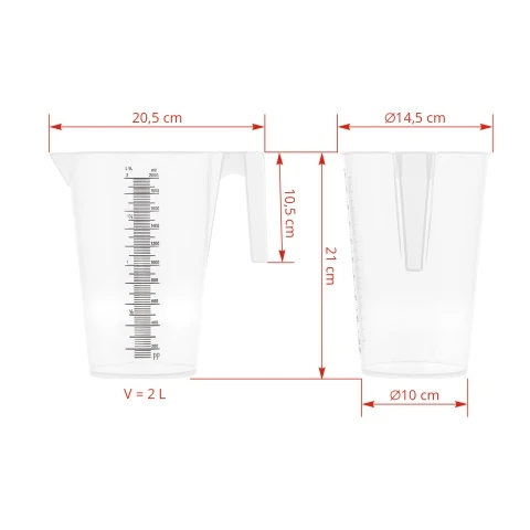 Cană gradată, plastic, 2 litri :: 2 L