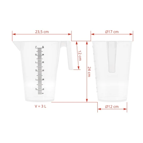 Cană gradată, plastic, 3 litri :: 3 L