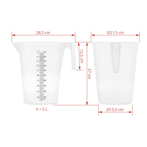 Cană gradată, plastic, 5 litri
