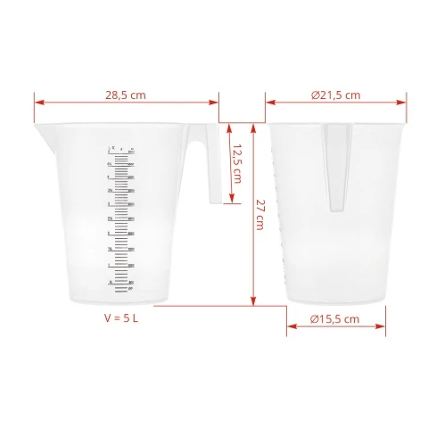 Cană gradată, plastic, 5 litri :: 5 L