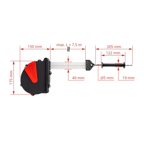 Set poartă cu bandă 40 mm pentru gard electric, Ako Flexigate, 7,5 m