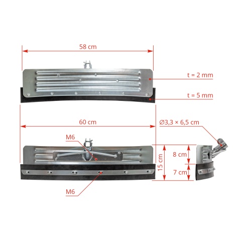 Racletă curbată pentru curățarea bălegarului, zincată, 58 cm