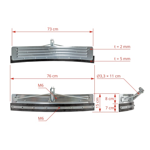 Racletă curbată pentru curățarea bălegarului, zincată, 73 cm