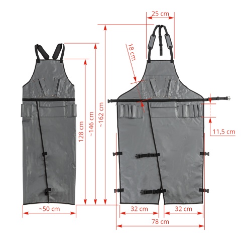 Șorț pentru tuns și tratarea copitelor, cu decupaj pentru picioare, 128 × 78 cm