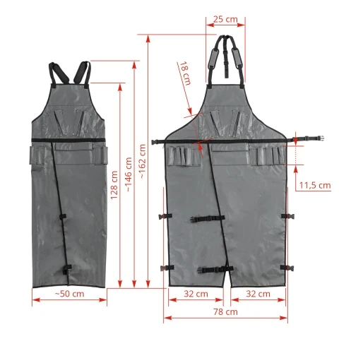 Șorț pentru tuns și tratarea copitelor, cu decupaj pentru picioare, 128 × 78 cm