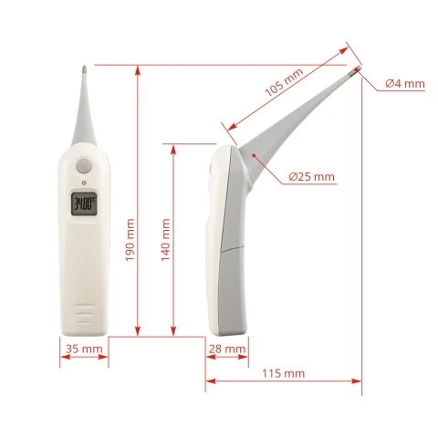 Termometru digital ergonomic, pentru utilizare rectală rapidă
