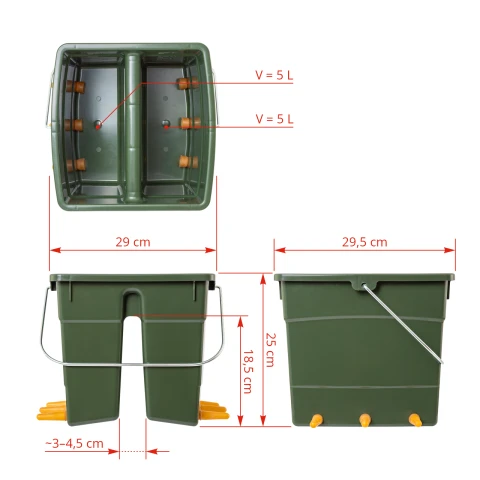 Găleată de alăptare pentru miei și iezi, cu 6 tetine, 70 mm, 10 l