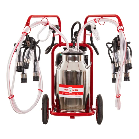 Aparat de muls vaci, pompă uscată, 2 posturi, 1 bidon inox de 40 litri