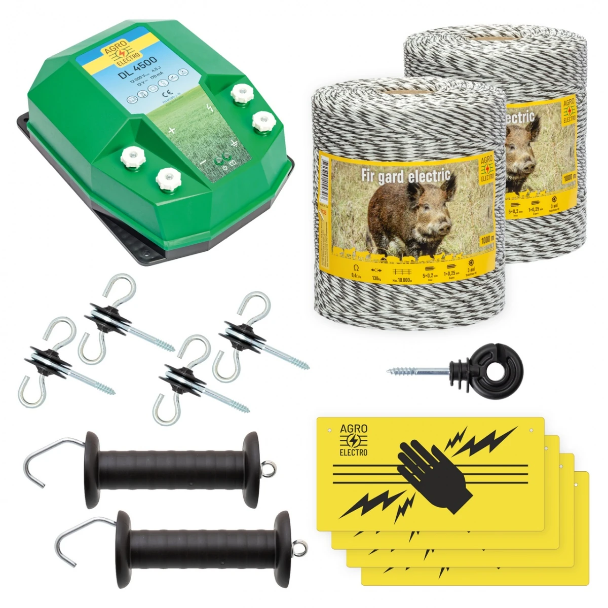 Pachet de bază gard electric 2000 m, 4,5 Joule, pentru animale sălbatice :: 2000 m