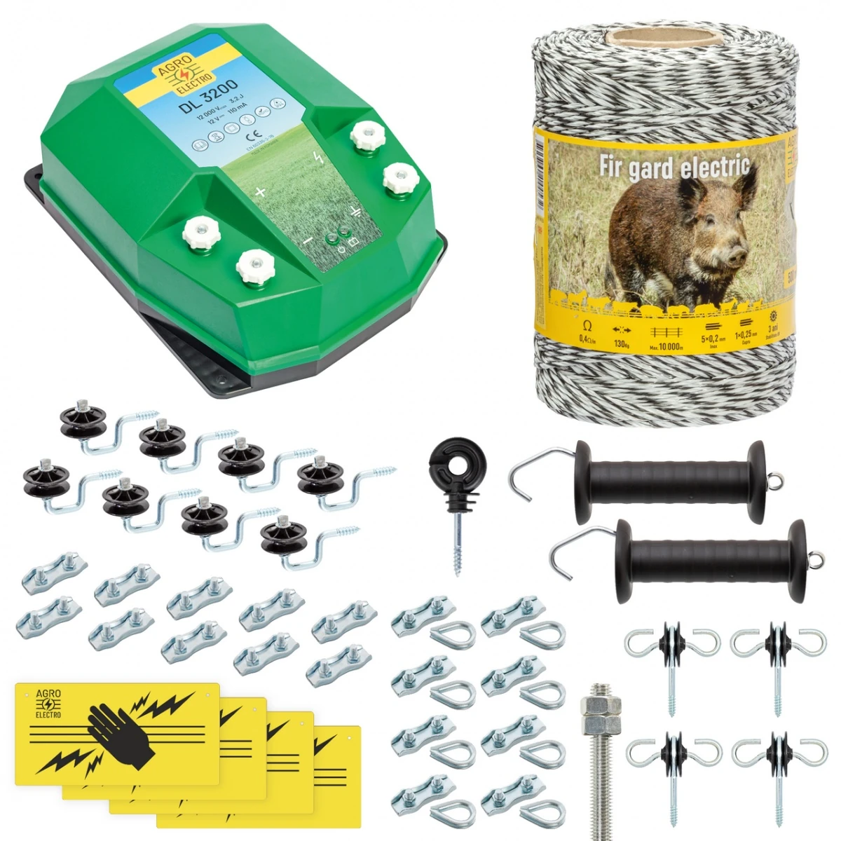 Pachet gard electric complet 500 m, 3,2 Joule, pentru animale sălbatice :: 500 m