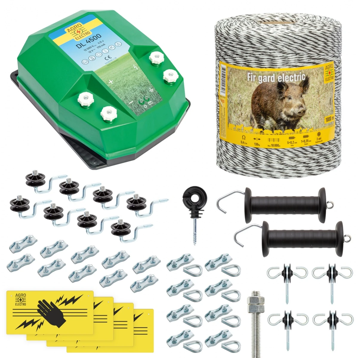 Pachet gard electric complet 1000 m, 4,5 Joule, pentru animale sălbatice :: 1000 m