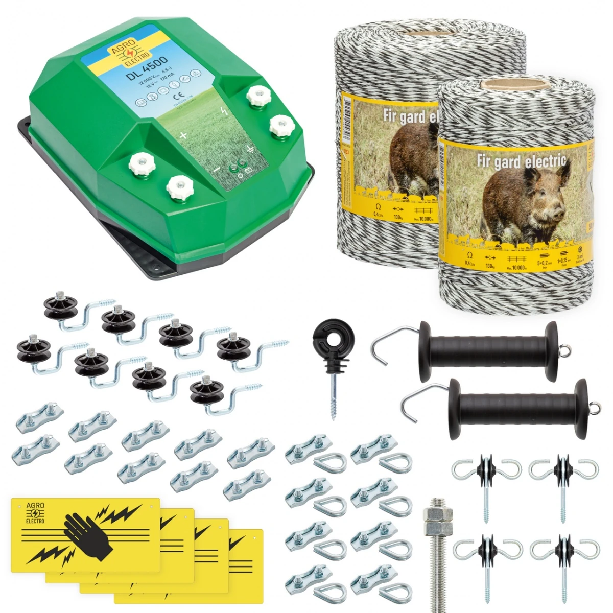 Pachet gard electric complet 1500 m, 4,5 Joule, pentru animale sălbatice :: 1500 m