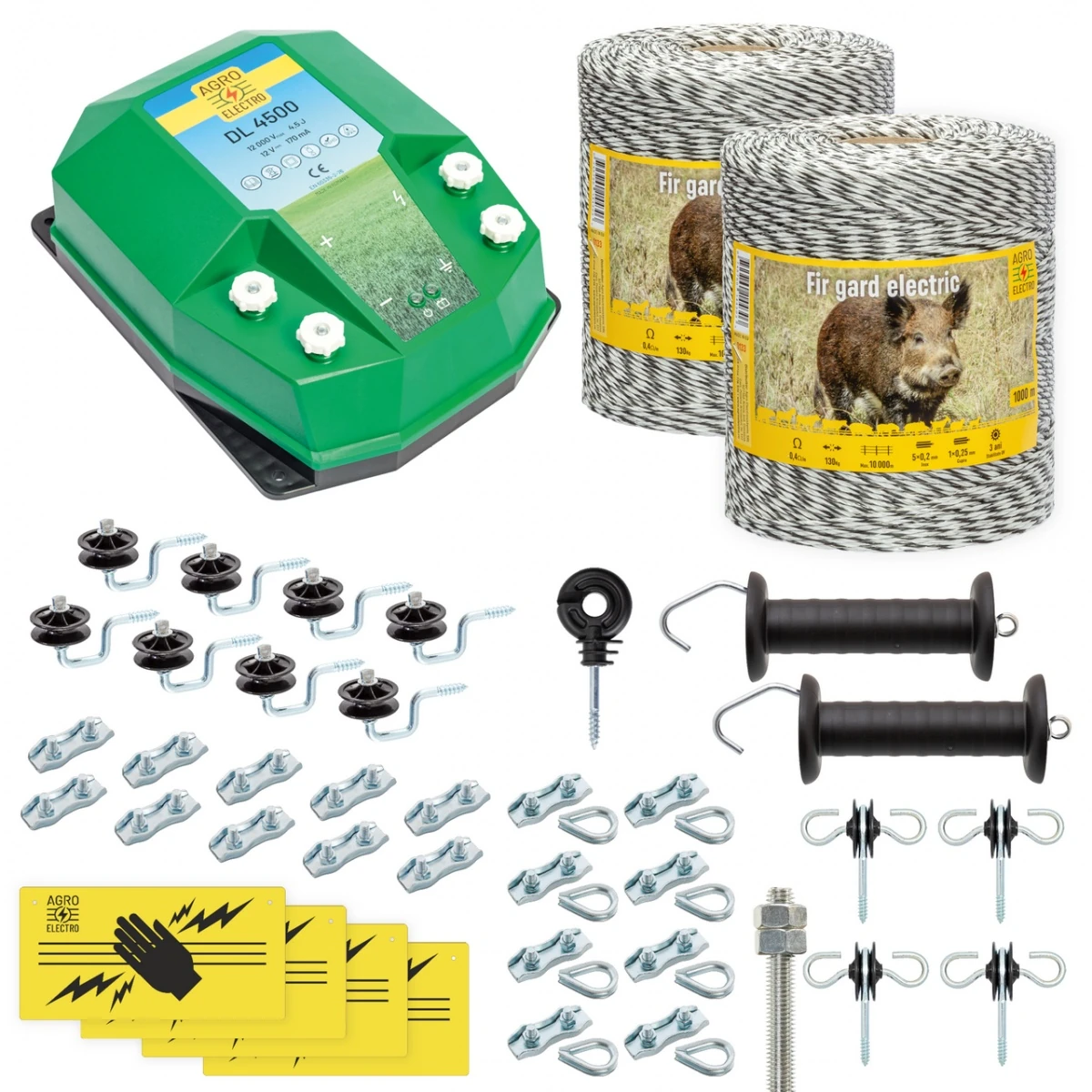 Pachet gard electric complet 2000 m, 4,5 Joule, pentru animale sălbatice :: 2000 m