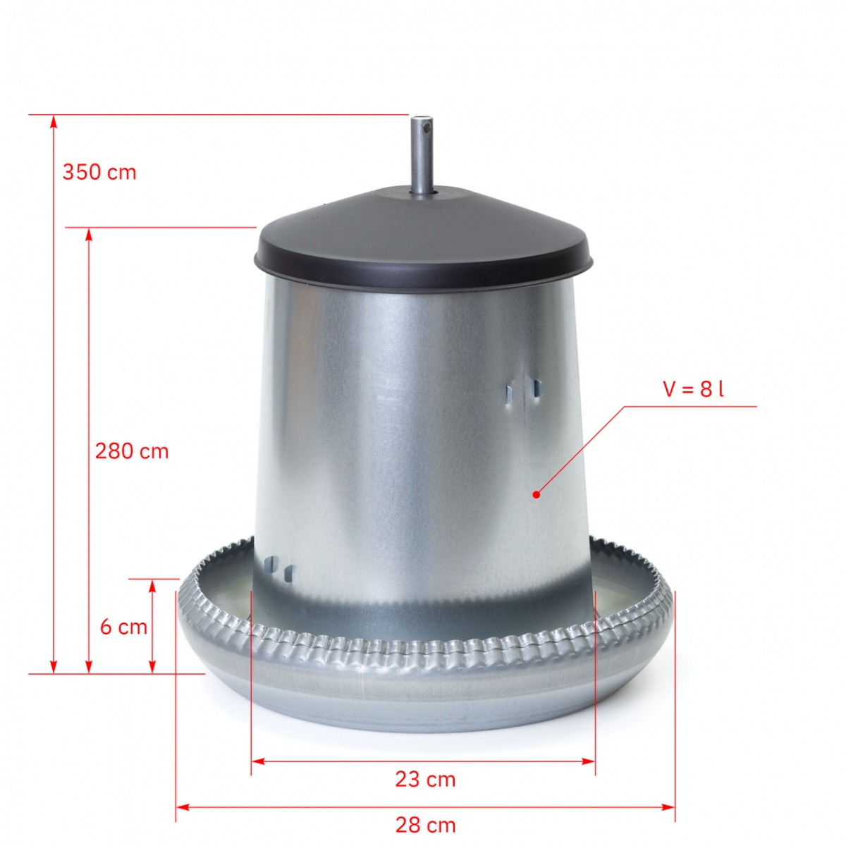 Hrănitoare pentru păsări adulte, metal galvanizat, 8 litri