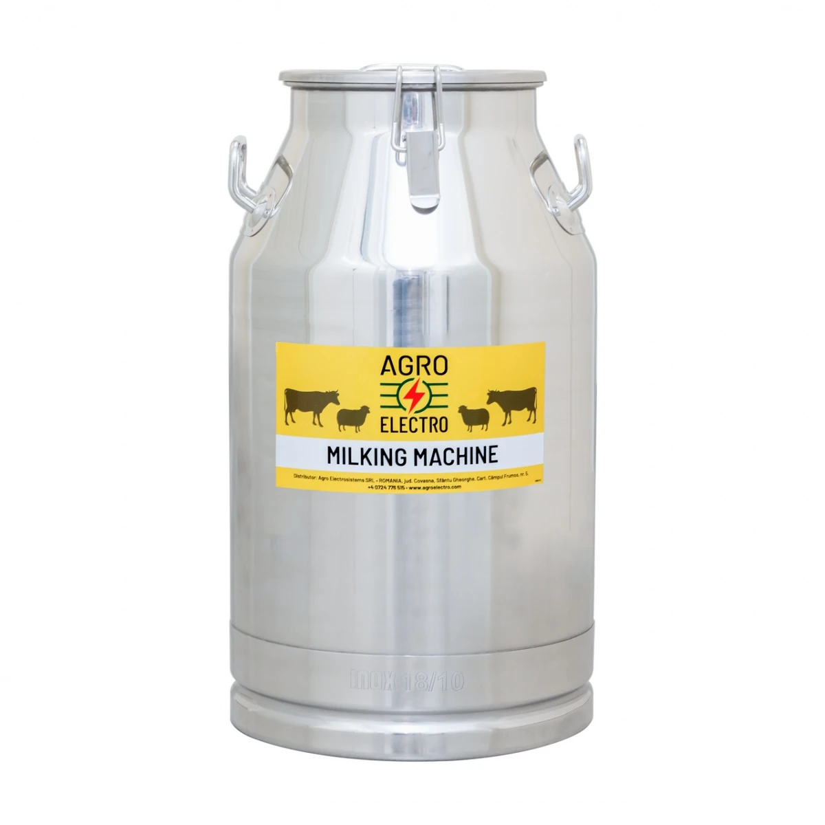 Bidon inox pentru transport lapte, cu capac tip clips, 40 litri :: 40 litri