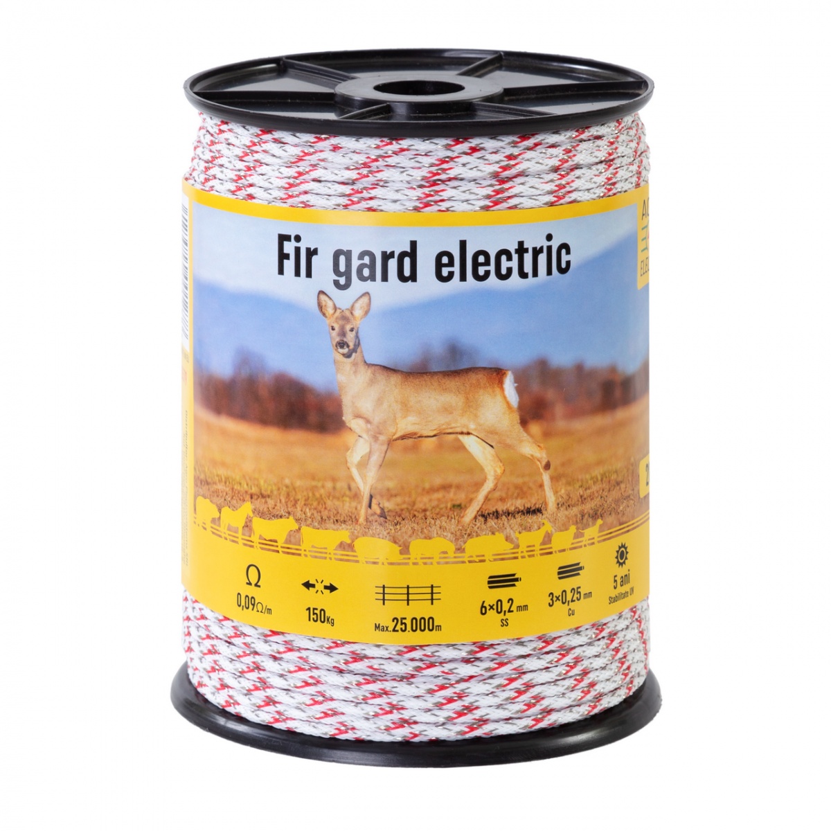 Fir gard electric țesut - 200 m - 150 kg - 0,09 Ω/m