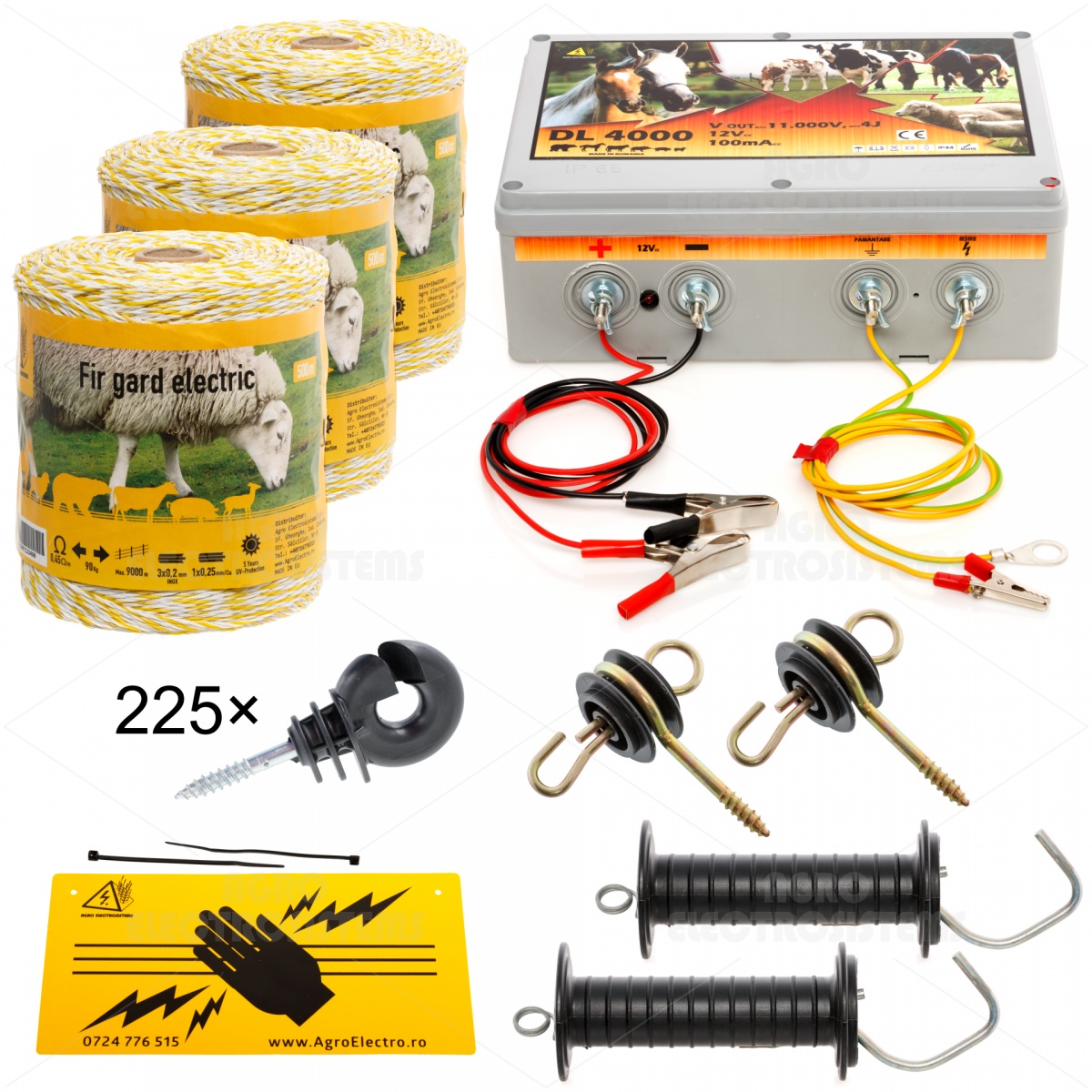 Pachet gard electric cu fir 1500 m, pentru 14 sau 3,51 Ha