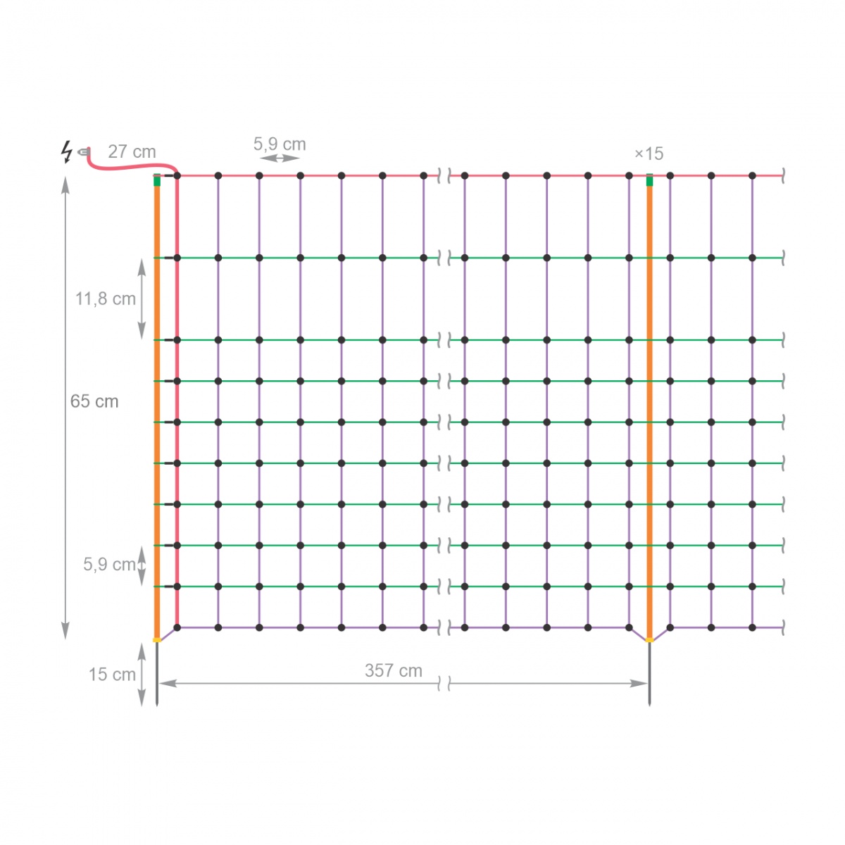 Plasă gard electric pentru iepuri, 50 m × 65 cm